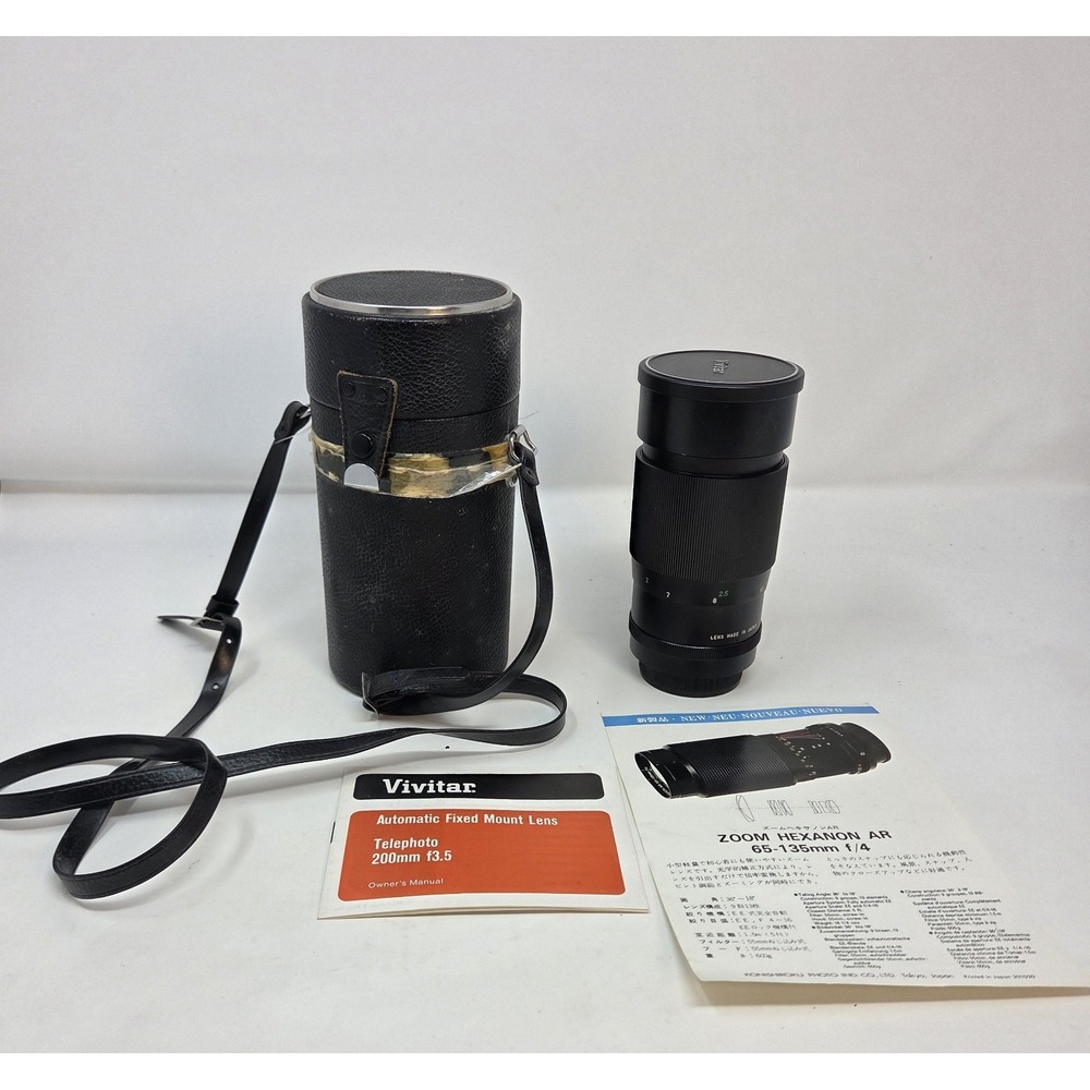 Vivitar 200mm f3.5 Auto Telephoto Lens Konica AR Mount Vintage Case Filter